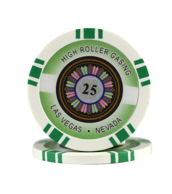 High Roller chip green (25), roll of 25